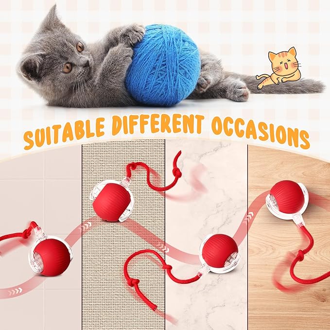 6 Pack Interactive Cat Ball Toy 360° Automatic New Interactive Rolling Ball 2025 Rechargeable for Indoor Cat Dog Exercise Electric Self Rolling Toy for Large and Small Puppy Kitten