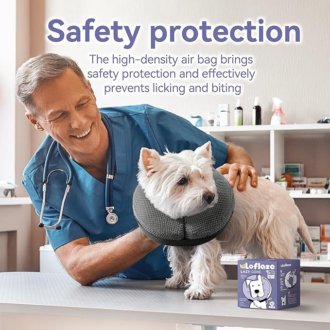 Soft Inflatable Dog Cone Collar for Large Medium Small Dogs Cats - After Surgery Donut, E Collar Alternative for Recovery