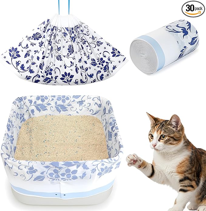 Unicorn Catcher Cat Litter Bags 36" x 19" Large Litter Box Liners Tear-Resistant with Drawstring for Easy Access Cat Litter Liners for Litter Boxes Under 36in Total Size, 30 Pack