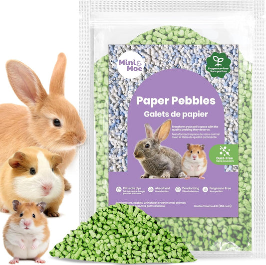 mini&moe Small Animal Paper Pellet Bedding: Odor & Moisture Absorbent Natural Paper Pellet Bedding - for Guinea Pigs, Hamsters, and Rabbits, 3.96lb