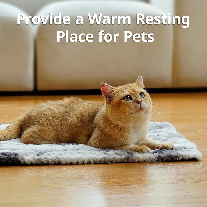 Self Warming Cat Bed, 24" x 18" Ultra Soft Cat Dog Pet Heating Pad for Indoor Outdoor, Non-Slip Heated Dog Mat Thermal Blanket