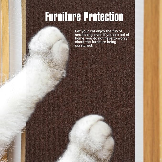 Cat Scratching Mat,Cat Scratch Furniture Protector, Trimmable Self-Adhesive Couch Protector,Carpet Replacement for Tree Shelves, Sofa and Scratching Post (40"x15.8",Brown)