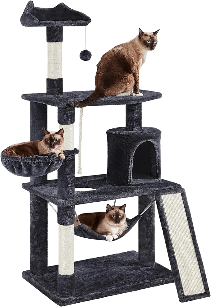 Yaheetech 63.5in Multi-Level Cat Tree Tower Condo with Scratching Posts, Platform & Hammock, Cat Activity Center Play Furniture for Kittens, Cats & Pets