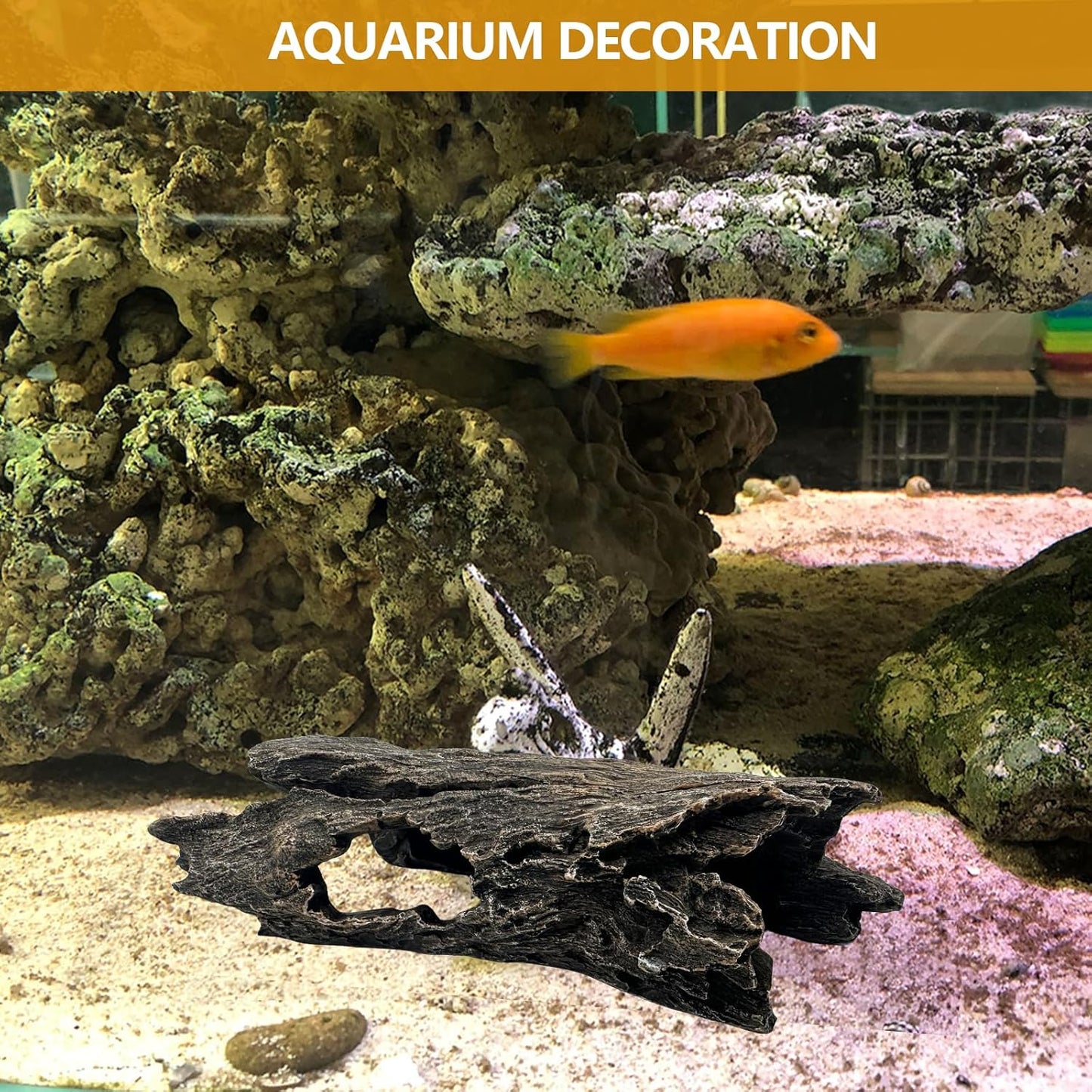 Tfwadmx Leopard Gecko Hide, 10" Reptile Hideout, Resin Simulated Hollow Log for Aquarium, Betta Fish Hideout, Reptile Tank Accessories for Corn Snakes, Lizards, Axolotls