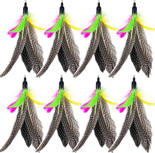 Cat Feather Toys Refills, 8 Pieces Natural Da Bird Feathers Refill, Cat Wand Replacement Feather for Indoor Cats (D)