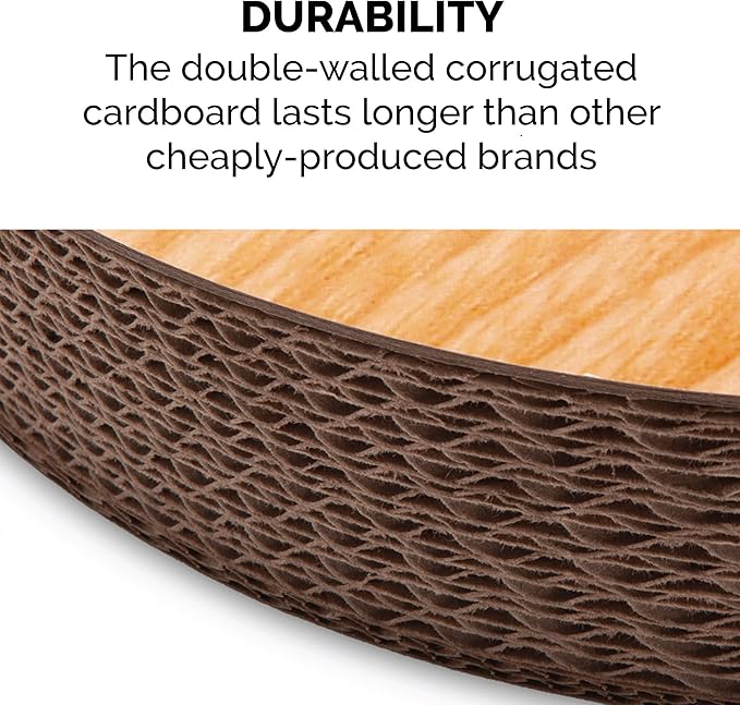 Furhaven Scratching Pad Ball Track Cat Toy w/ Catnip for Indoor Cats - Archway Busy Box Scratcher - Tan, One Size