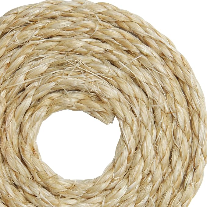 4mm Natural Sisal Rope, 164-Feet, for Cat Scratcher Repair and DIY Cat Tree, Replacement for Cat Scratcher, Make New Cat Toy, Wide Application, Length Choices