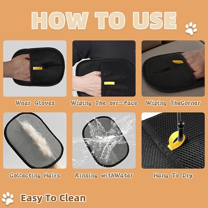 Pet Hair Remover Gloves for Cats & Dogs, Electrostatic Pet Hair Removal Gloves Brush for Pets Hair, Reusable Cats & Dogs Grooming Gloves for Hair Removal，Pet Hair Remover for Furniture