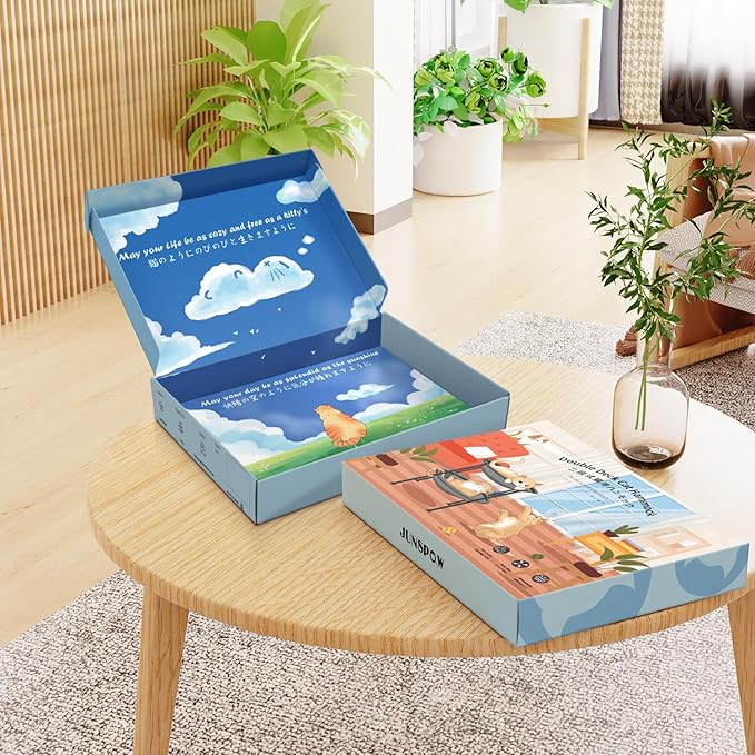 Double Cat Bed Black, Breathable Pet Bed for 2 Cats with 4 Adjustable Feet & Anti-Slip Mats, Easy Assembly Cat Hammock for Multi-cat Household, Indoors & Outdoors, 22.8 in x18.7 in x 18.7 in