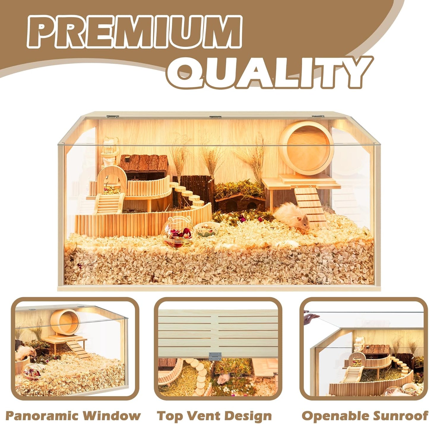 Hamster Cage Chewproof, Large Hamster Cages and Habitats, Openable Top with Acrylic Sheets, Solid Built