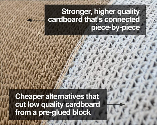 PetFusion Jumbo Cat Scratcher Lounge, White. 39 x 11 x 14 inch 4 Cardboard Scratching Surfaces and 2 Levels, Scratch, Play, Perch, and Hide100% Recyclable Cardboard Cat Lounge