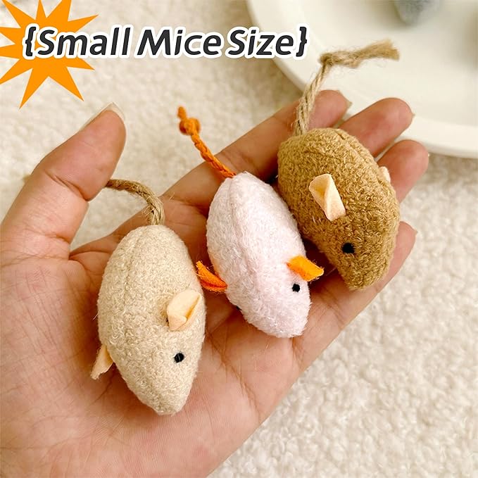 Cat Toys, 4 Pack Plush Catnip-Filled Interactive Cat Toy for Bored Indoor Adult Cat, Realistic Design, Catnip Cat Mouse Toy, 4 Assorted Colors, 4 of Each, Value Pack
