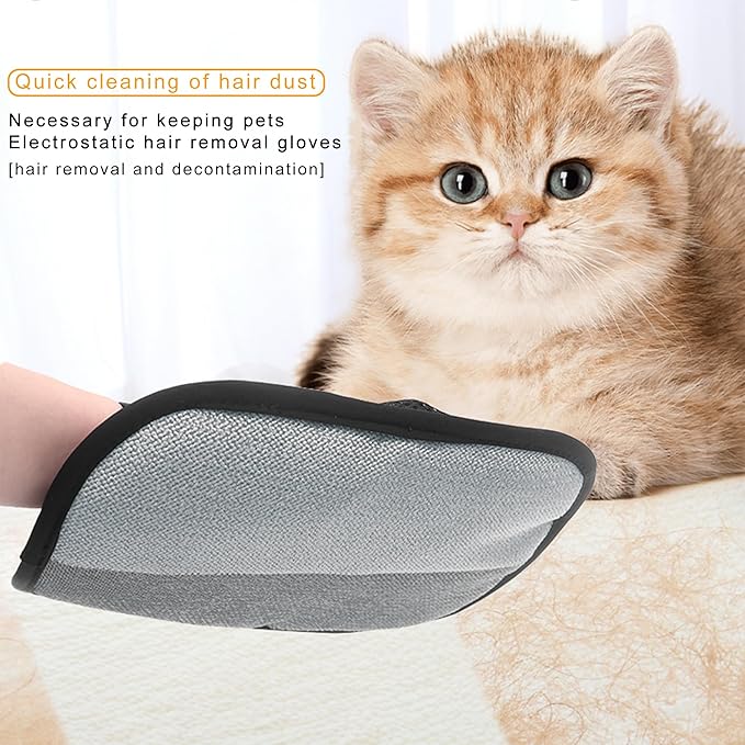 2 PCS Pet Hair Remover Glove Reusable cat and Dog Hair Remover Static dehairing Gloves for Sofas, Furniture, Carpets, car Seats, pet Grooming cat and Dog dehairing Tools
