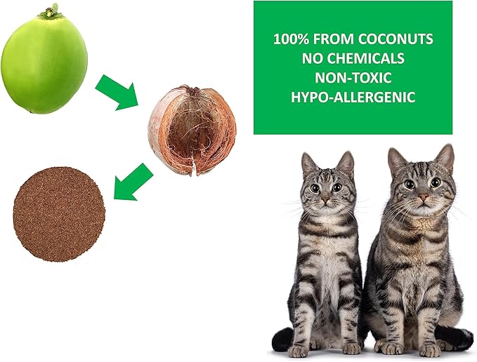 Coconut Cat Litter – Natural, Ultra-Lightweight & Biodegradable – 3.5 Lb Lasts Like 40 Lb Clay – Activated Charcoal Odor Control – for Cats, Chicken Coop & Small Pets