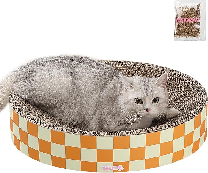 CSR1010G Nelson 20.13" Modern Cardboard Round Bowl Cat Scratcher with Catnip, Citrus