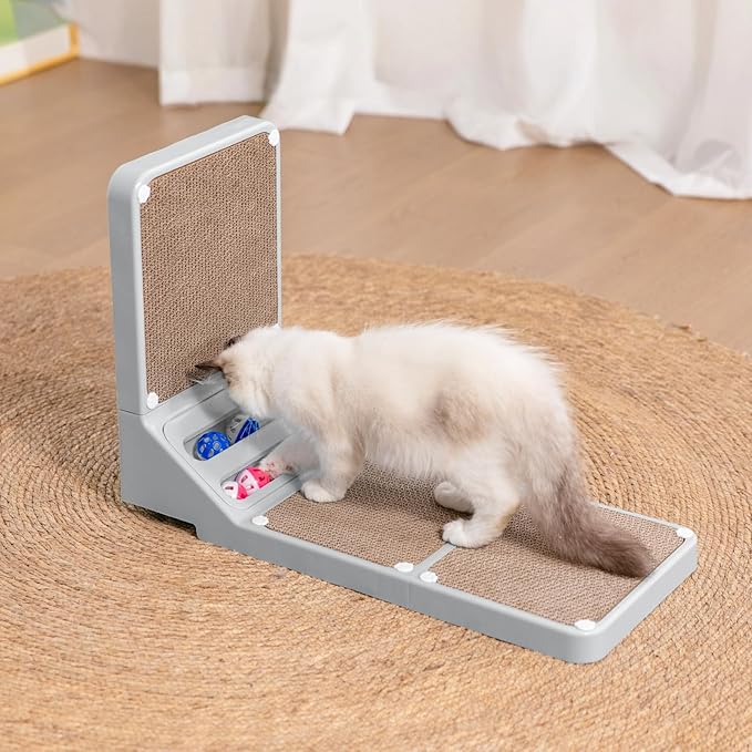 Cat Scratching Board Kitten Scratching Ball Wall Scratchers for Indoor Cats L Shaped Cat Scratcher Cats with Scratcher Pads Grey