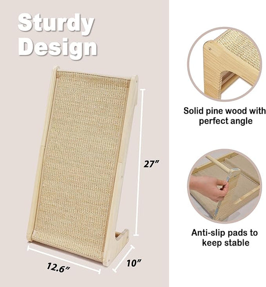 Meeyoview Sisal Cat Scratcher, L Shape Scratching Pad, Vertical Scratch Ramp for Indoor Cats, Wall & Couch Furniture Protector with Catnip