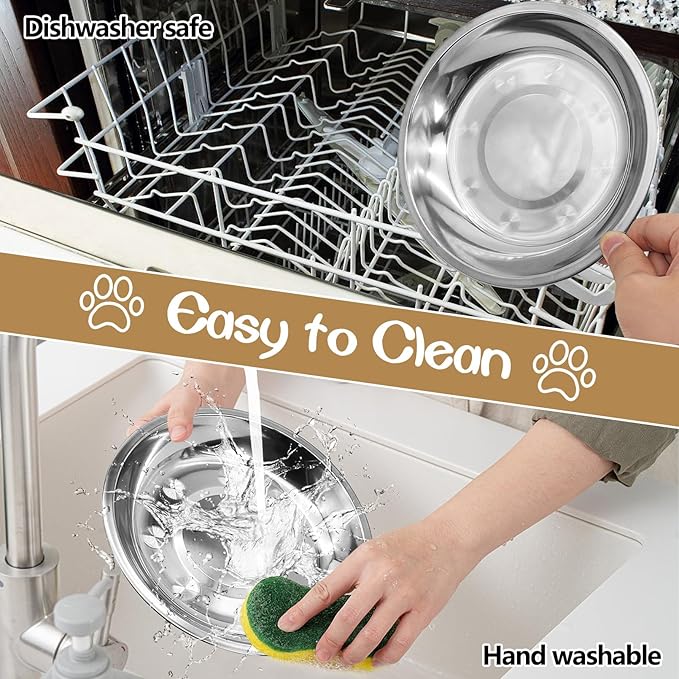 kathson Shallow Stainless Steel Cat Bowls 24 Pcs Whisker Fatigue Cat Dishes Flat Dog Feeding Saucers Pet Food and Water Plate Set for Kitten Puppy and Other Small Animals (7.00 Inch Dia)