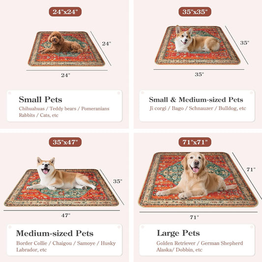 HAOCOO Washable Pee Pads for Dogs, (2 Pack) 3Ft x 3Ft Reusable Puppy Training Pads Super Absorbent Waterproof Whelping Pads,Red Non-Slip Leakproof Potty Pads for Pet Housebreaking