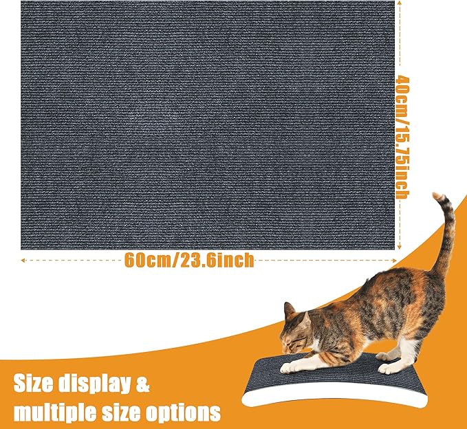 cat Scratching mat Self-Adhesive, Trimmable Furniture Protector for Couch, Sofa, Wall & Cat Trees - Durable Scratch Pad with Nano Tape, DIY Climbing Carpet for Indoor Cats(Dark Grey, 23.6"x15.8")