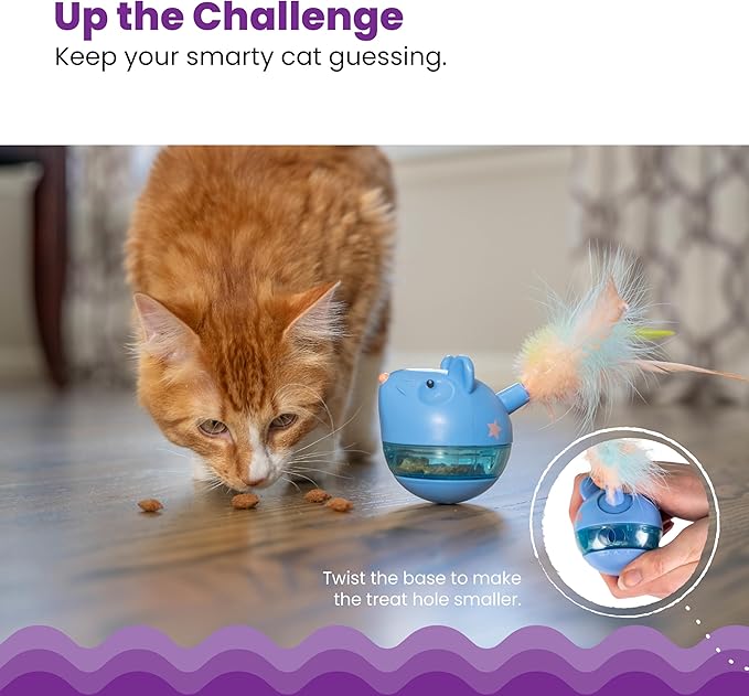 Catstages Hunt 'N Swat Treat Tumbler Interactive Treat-Dispensing Cat Toy, Blue