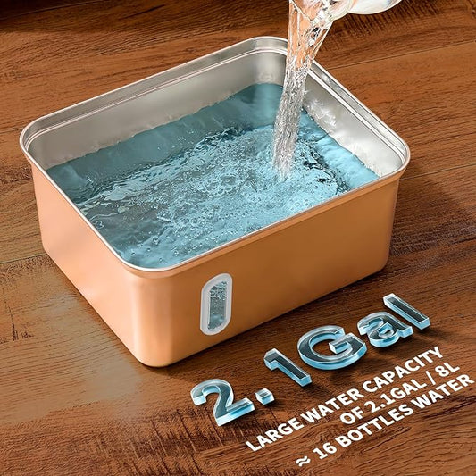 Dog Water Fountain Stainless Steel, 270oz/2.1Gallon, Pet Water Fountain for Cats and Dogs, Pet Drinking Fountain with Large Capacity, Large Surface Area, Ultra-Quiet Pump