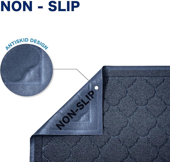 WePet Cat Litter Box Mat, Kitty Premium PVC Pad, Durable Trapping Rug, Phthalate Free, Urine-Resistant, Scatter Control, L 35 x 23 Inch, Blue