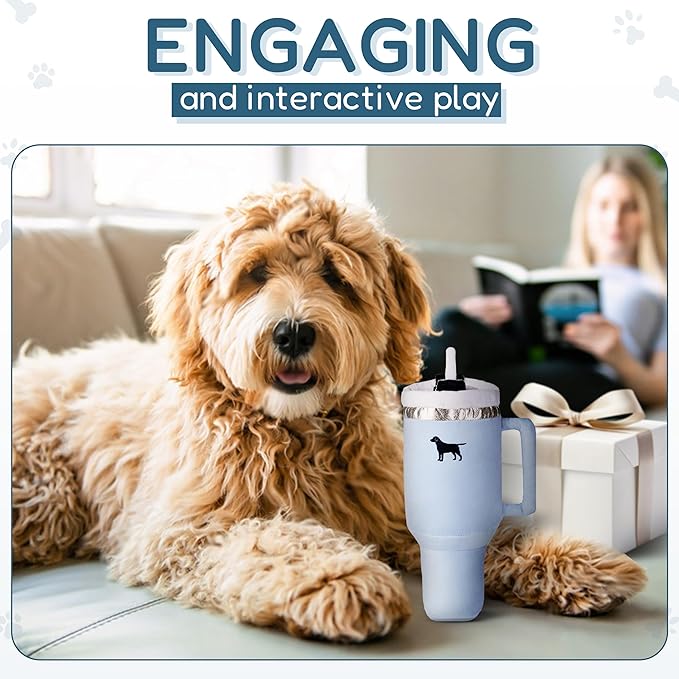 Pup Cup Tumbler Dog Toy – Birthday Dog Toy, Funny Squeaky Plush Puppy Gift, Cute Birthday Present (Chambray Blue)