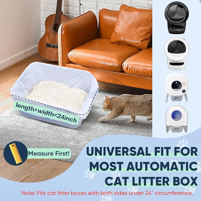 160 Count Cat Litter Box Liners Compatible with Litter Robot 3 & 4, Cat Litter Liners for Automatic Litter Box, 10-12 Gallon Heavy Duty Waste Bags with Drawstrings, 25.19" x 15.7"