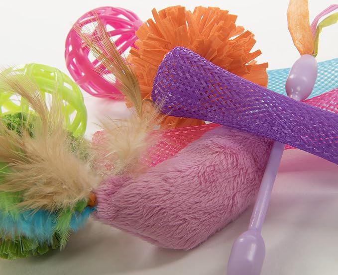 SmartyKat (13 Set Bundle) Smarty Stash Variety Pack Cat Toys, Includes Catnip - Multi Color, Set of 13