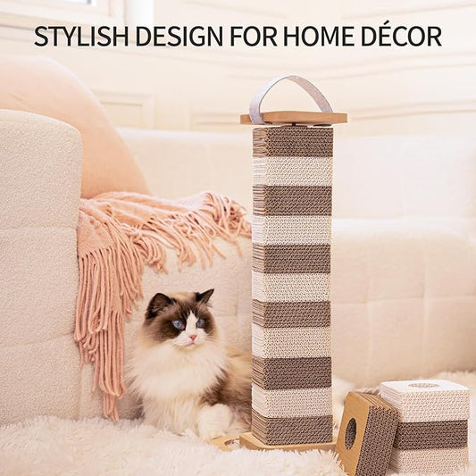 Cardboard Cat Scratching Post 24.2 Inch, Cat Scratcher for Indoor Cats Scratch Board for Kittens or Smaller Cats