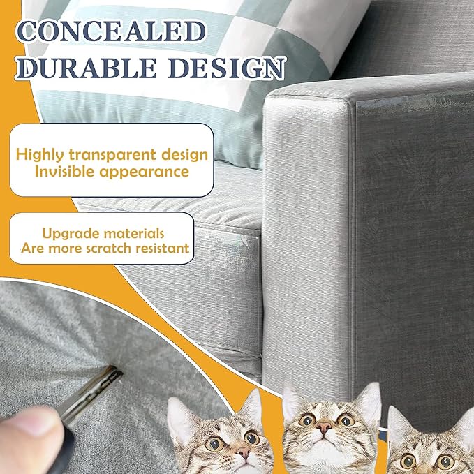 Cat Couch Protector 15.7" x 118" Thickened Anti Cat Scratch Furniture Protector 100% Transparent Free Cutting Couch Protector for Door Wall
