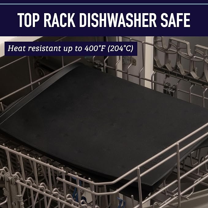 Leash Boss Dog Food Mat – Waterproof Silicone Pet Feeding Mat with Raised Edges for Dogs & Cats, Non-Slip Placemat for Food & Water Bowls, Spill-Proof Floor Protection,Easy to Clean(Black,ML-20"x13")