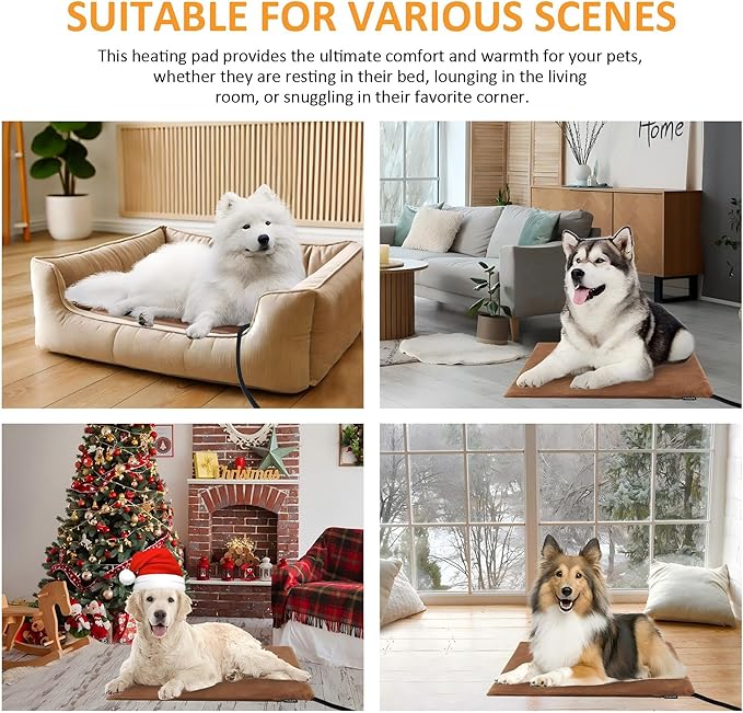 Pet Heating Pad, Electric Heated Pad for Dog Cat, Warm Mat Waterproof Dogs Cats Beds with Constant Temperature,Chew Resistant Cord, Comfortable Heater Heater Blanket Puppy and Kitten (M:20'' x 16'')