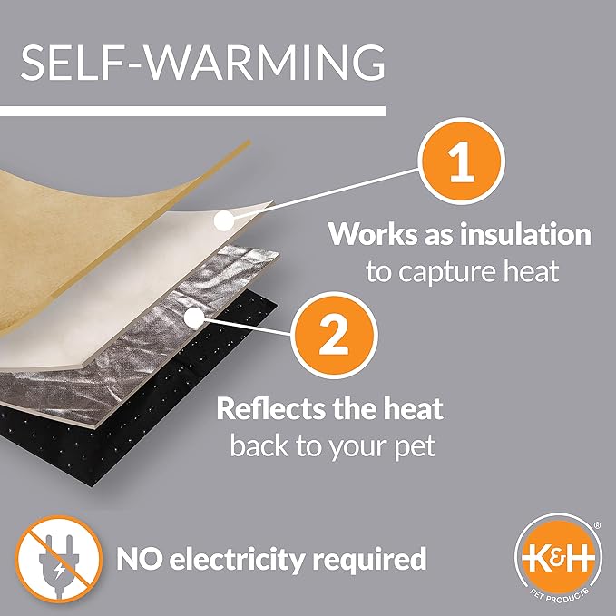 K&H Pet Products Self-Warming Dog Crate Pad, Self Heating Cat Mat, Portable, Machine Washable, No Electric Needed, Adjustable Fit, Non-Slip, Great for Cat Window Perches - Extra-Small 14 X 22in Mocha