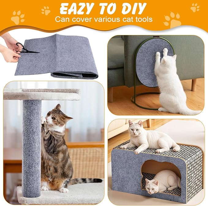 78.7x15.8 in Cat Scratch Furniture Protector, Self-Adhesive Couch Protectors from Cat Caws for Couch, Wall Trimmable (Light Gray)