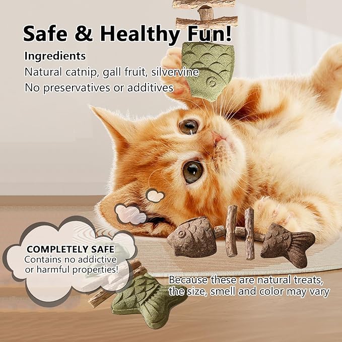 3 Pack Catnip Toys, Healthy Cat & Kitten Teeth Cleaning Dental Chew Toy, Contain Catnip, Natural Silvervine, and Gall Fruit, Interactive Cat Toys for Indoor Cats, are Edible for All Cats Breeds