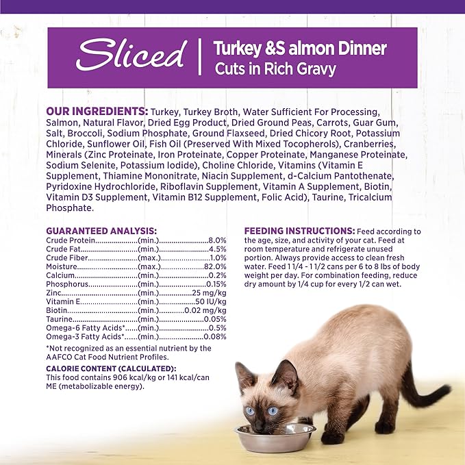 Wellness Complete Health Sliced Adult Wet Cat Food, Natural, Protein-Rich, Grain Free, 5.5 Ounce, 24 Pack, (Turkey & Salmon Entrée)