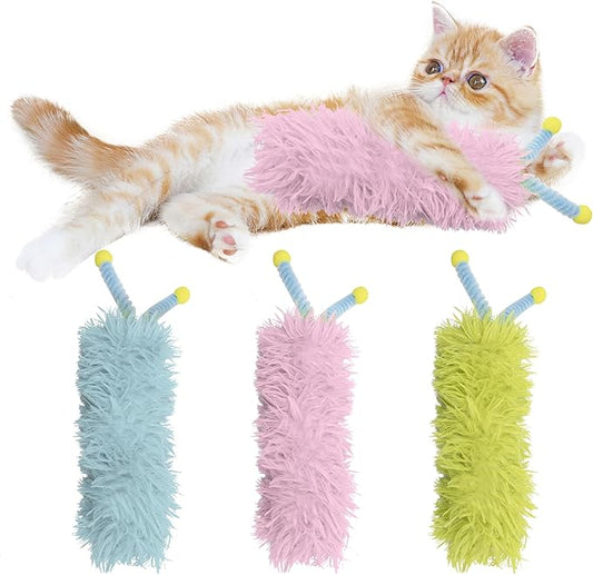3 Pack Catnip Pillows - Soft and Durable Cat Toys With Antennae, Rich Color, Indoor Interactive Kicker, Companion for Cats (Antenna Green Set)