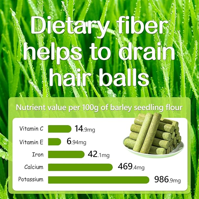 HavenJanny 100g Cat Grass Teething Stick, Freezed Drying Cat Grass Sticks Snacks for Cats, Edible Cats Treats for Teeth Cleaning and Hairball Removal