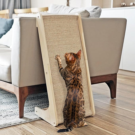 PETKARAY Cat Scratcher, Cat Sisal Scratching Ramp, L Shape Cat Scratch Pad for Indoor Cats, Wall Furniture Protector with Catnip Large