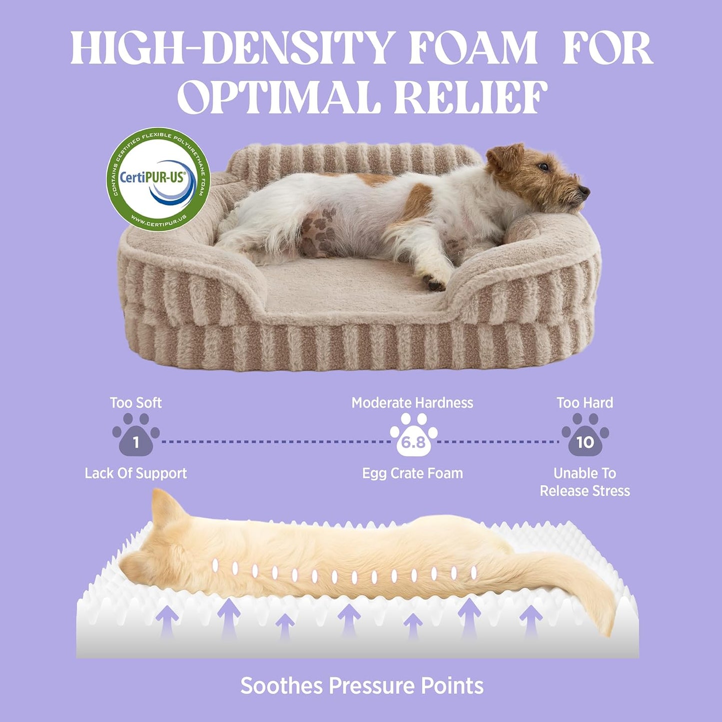 LE SURE Cute XL Dog Beds, Orthopedic Waterproof Dog Bed for Extra Large Dogs, Non-Slip Bottom and Egg-Crate Foam Big Pet Couch Sofa with Washable Removable Cover, Hazel