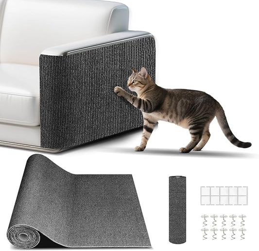 Cat Scratch Mat, Self-Adhesive Trimmable cat Scratch Furniture Protector for Couch, cat Scratch pad，cat Tree，DIY Climbing Carpet for Cat Tower Replacement Pads