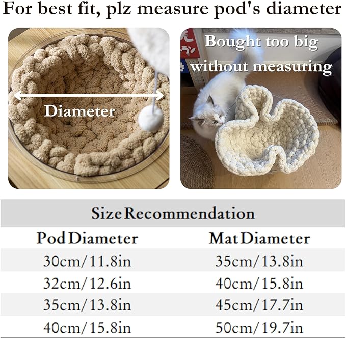 Cat Knitted Bed Mat, Extra-Soft Washable Warm Round Pads Cushions for Indoor Kittens, Cat Trees Towers, Perfect for Kneading and Sleeping (Yellow,XL)