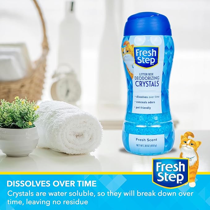 Fresh Step Cat Litter Crystals in Fresh Scent - Cat Litter Box Deodorizer - Combats Odors and Neutralizes Smells to Keep Your Home Clean, 30 Ounce