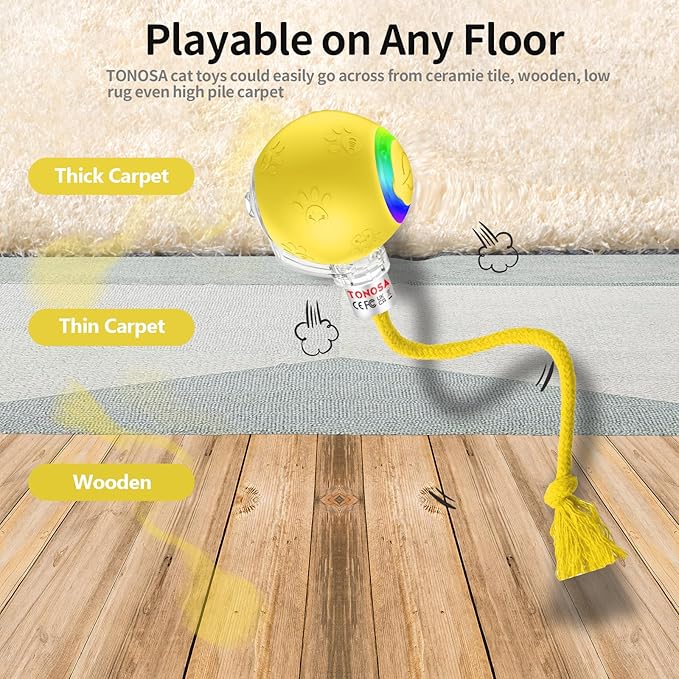 Interactive cat Toys for Bored Indoor Adult Cats. Motion Activated, RGB Lighting, 3 Motion Modes. Kitten Toys for Indoor Cats self Play