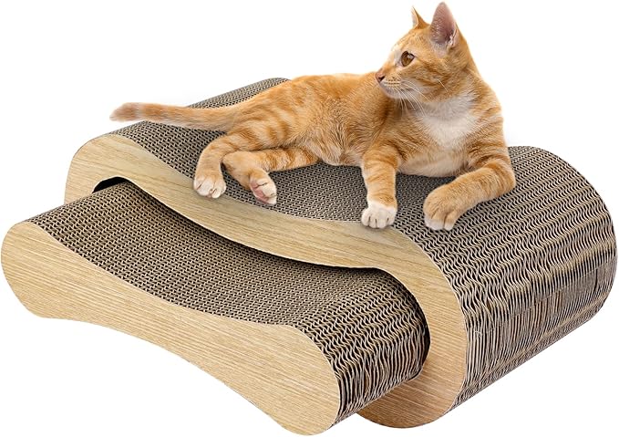 2 in 1 Cat Scratch Pad - Corrugated Cardboard Ultimate Cat Scratching Board, Reversible Cat Lounge Scratcher for Indoor Cats