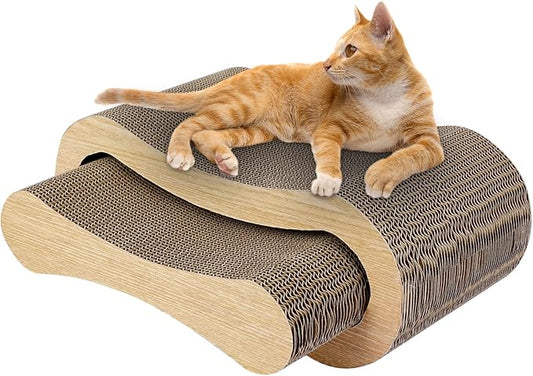 2 in 1 Cat Scratch Pad - Corrugated Cardboard Ultimate Cat Scratching Board, Reversible Cat Lounge Scratcher for Indoor Cats
