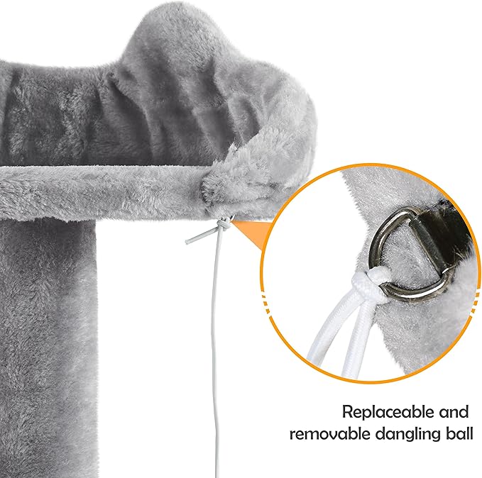 Topeakmart Cat Tree, 57 inches Multi-Level Cat Tree Tower with Scratching Posts, Cat Condo and Basket Kitten Activity Center, Light Gray