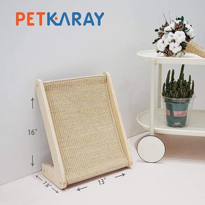 PETKARAY Cat Scratcher, Sisal Scratching Ramp, L Shape Scratch Pad for Indoor Cats, Kitten Wall Furniture Protector Small